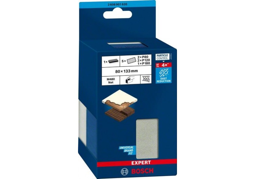 Cale de ponçage bi-matière + 5 feuiles abrasives M480 - 2608901635 - Bosch Cale de ponçage bi-matière + 5 feuiles abrasives M480 - 2608901635 - Bosch