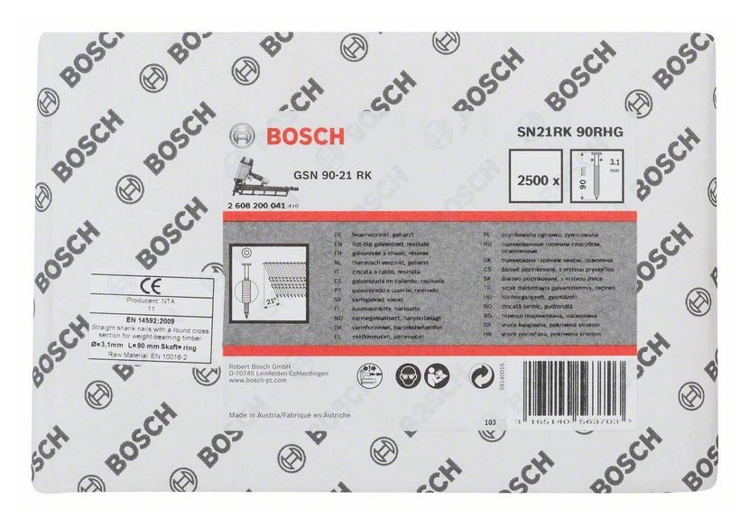 2500 CLOUS 21 TR 3,1x90 GALV.CH.-CRANTES - 2608200041 - Bosch 2500 CLOUS 21 TR 3,1x90 GALV.CH.-CRANTES - 2608200041 - Bosch