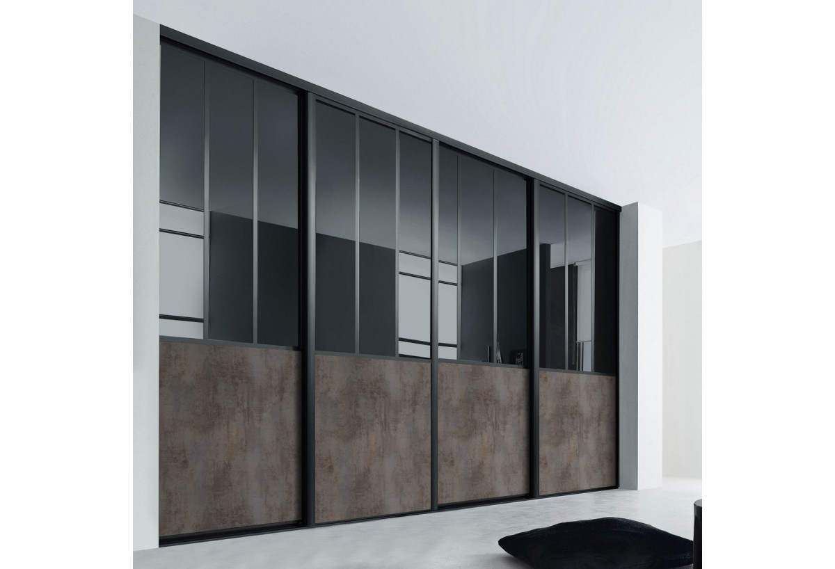 Façade de placard coulissante 4 portes City - Kazed : Confort'Mat