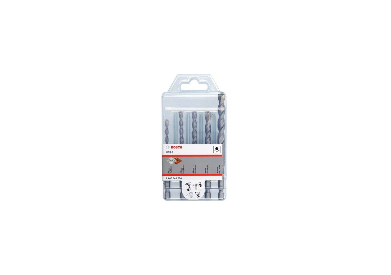 Coffret 5 foret beton HEX-5 4/5/6/8/10mm - 2608841654 - Bosch