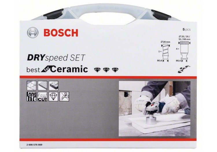 Coffret 5 scies trépans diamantées à sec PRO 20/25/35/51/68x33mm - 2608576669 - Bosch