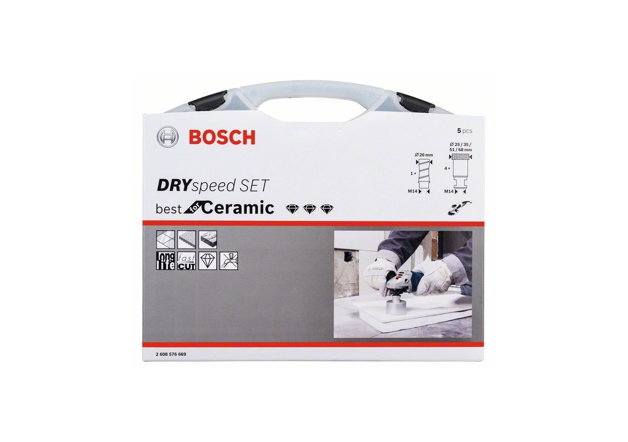 Coffret 5 scies trépans diamantées à sec PRO 20/25/35/51/68x33mm - 2608576669 - Bosch