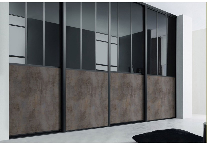 Façade de placard coulissante 4 portes City - Kazed : Confort'Mat