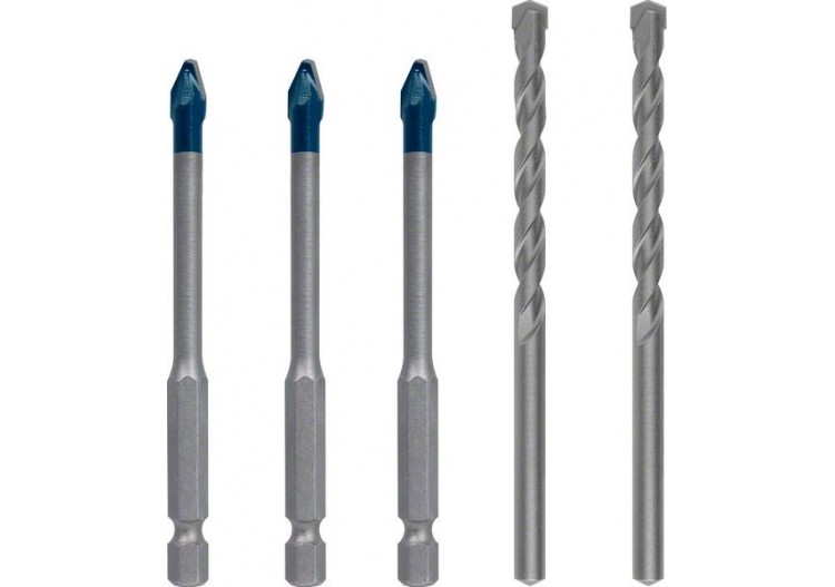 Coffret mixte de 5 forets : 3 forets Expert HardCeramic HEX-9 6 mm et 2 forets CYL3- 6mm - 2608900596 - Bosch