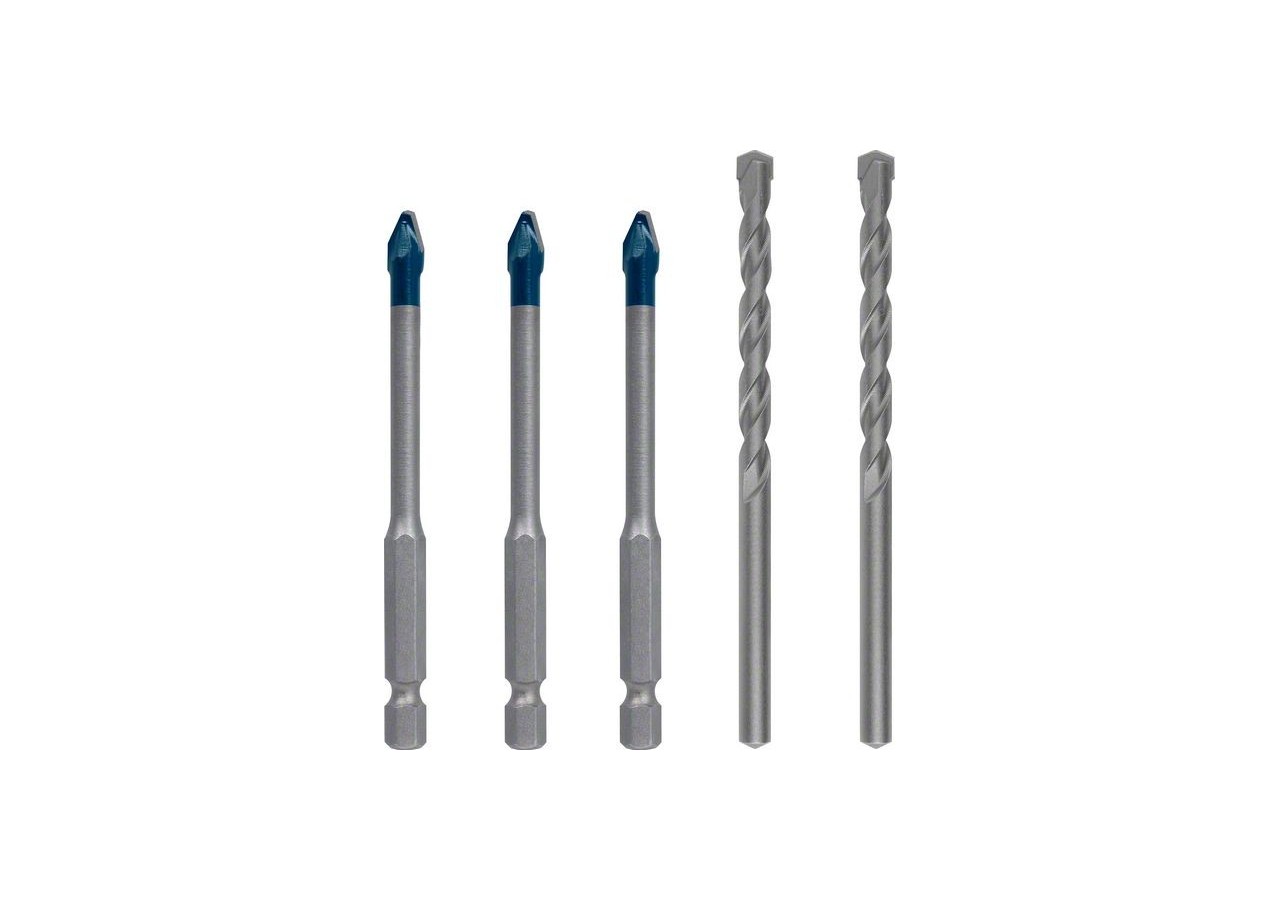 Coffret mixte de 5 forets : 3 forets Expert HardCeramic HEX-9 6 mm et 2 forets CYL3- 6mm - 2608900596 - Bosch