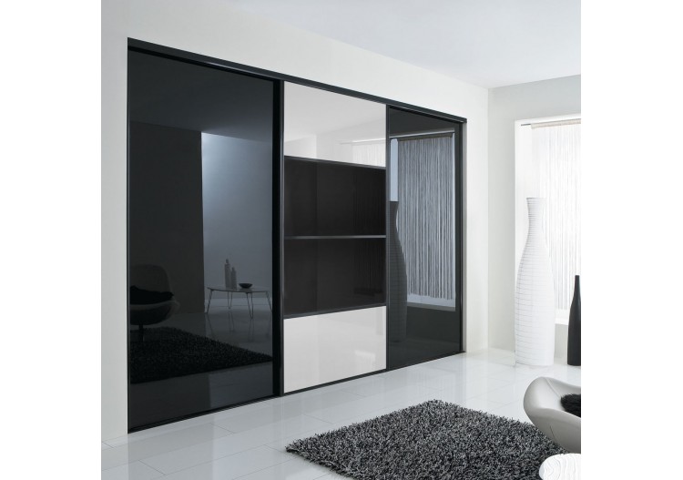 Façade de placard coulissante 3 portes Domino laqué - Kazed : Confort'Mat 2