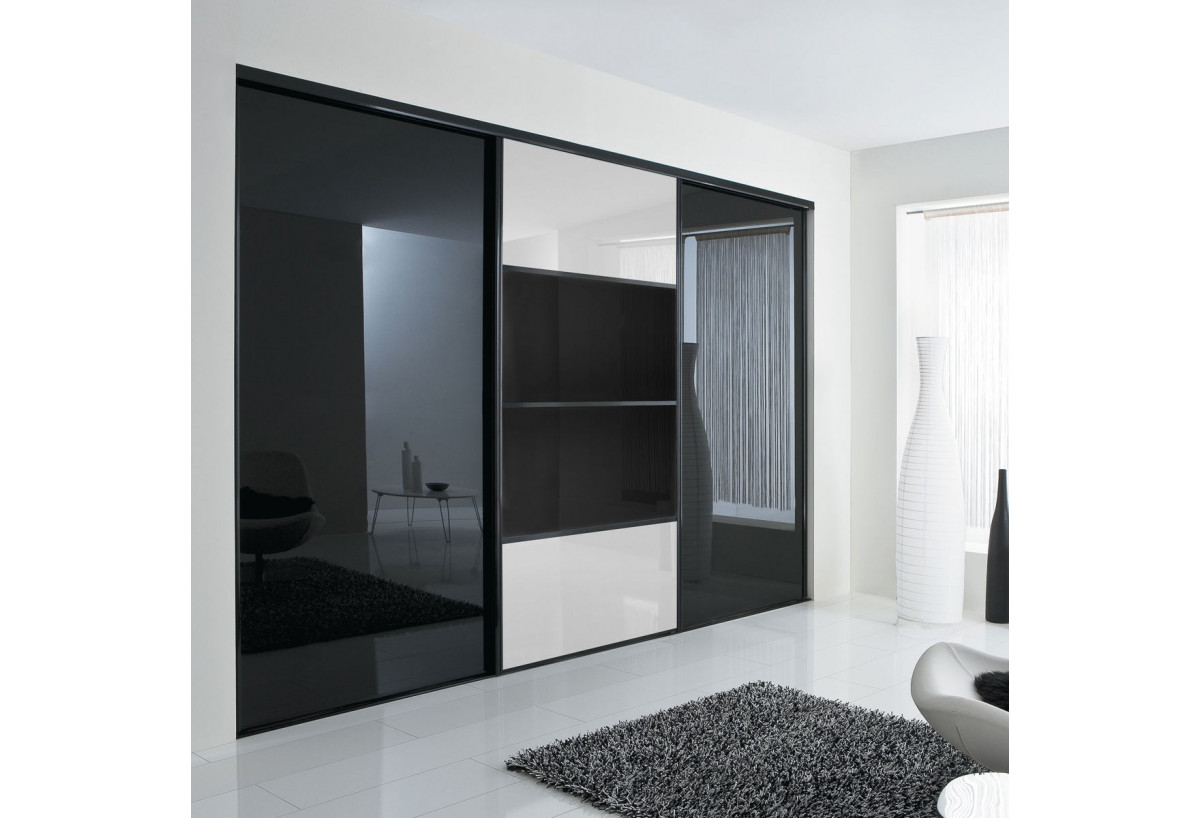 Façade de placard coulissante 3 portes Domino laqué - Kazed : Confort'Mat