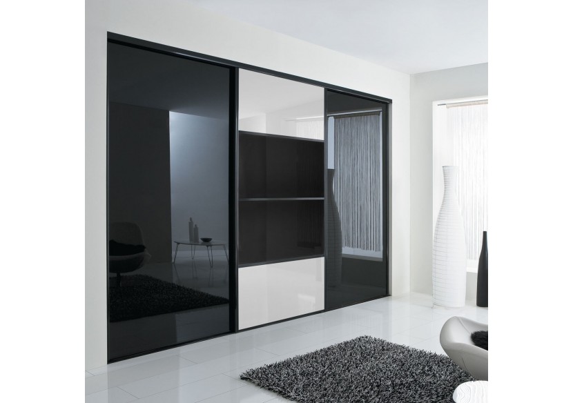 Façade de placard coulissante 3 portes Domino laqué - Kazed : Confort'Mat