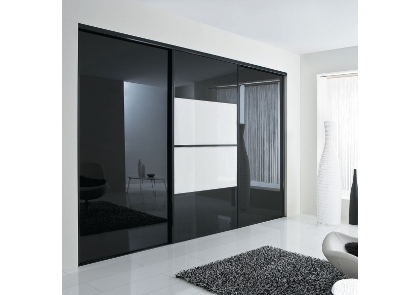 Façade de placard coulissante 3 portes Domino laqué - Kazed : Confort'Mat
