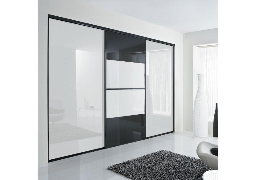 Façade de placard coulissante 3 portes Domino laqué - Kazed : Confort'Mat