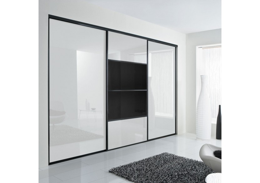 Façade de placard coulissante 3 portes Domino laqué - Kazed : Confort'Mat