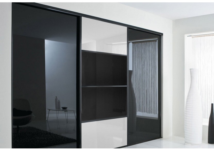 Façade de placard coulissante 3 portes Domino laqué - Kazed : Confort'Mat