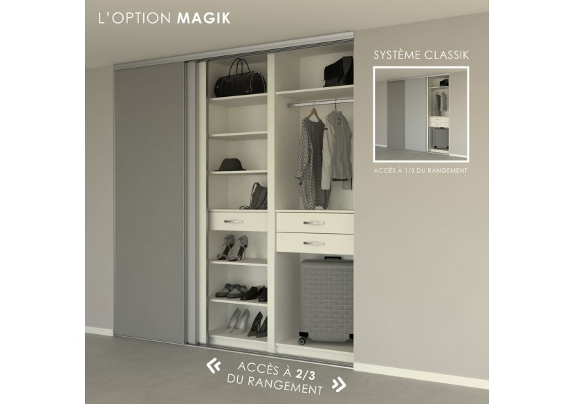 Façade de placard coulissante 3 portes Domino mat - Kazed : Confort'Mat