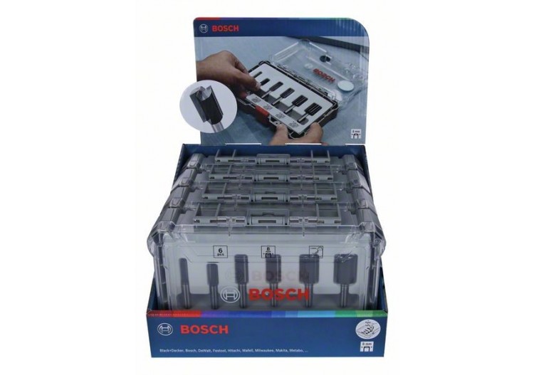 Display 4 coffrets 6 fraises droites, queue de 8mm - 2607017558 - Bosch