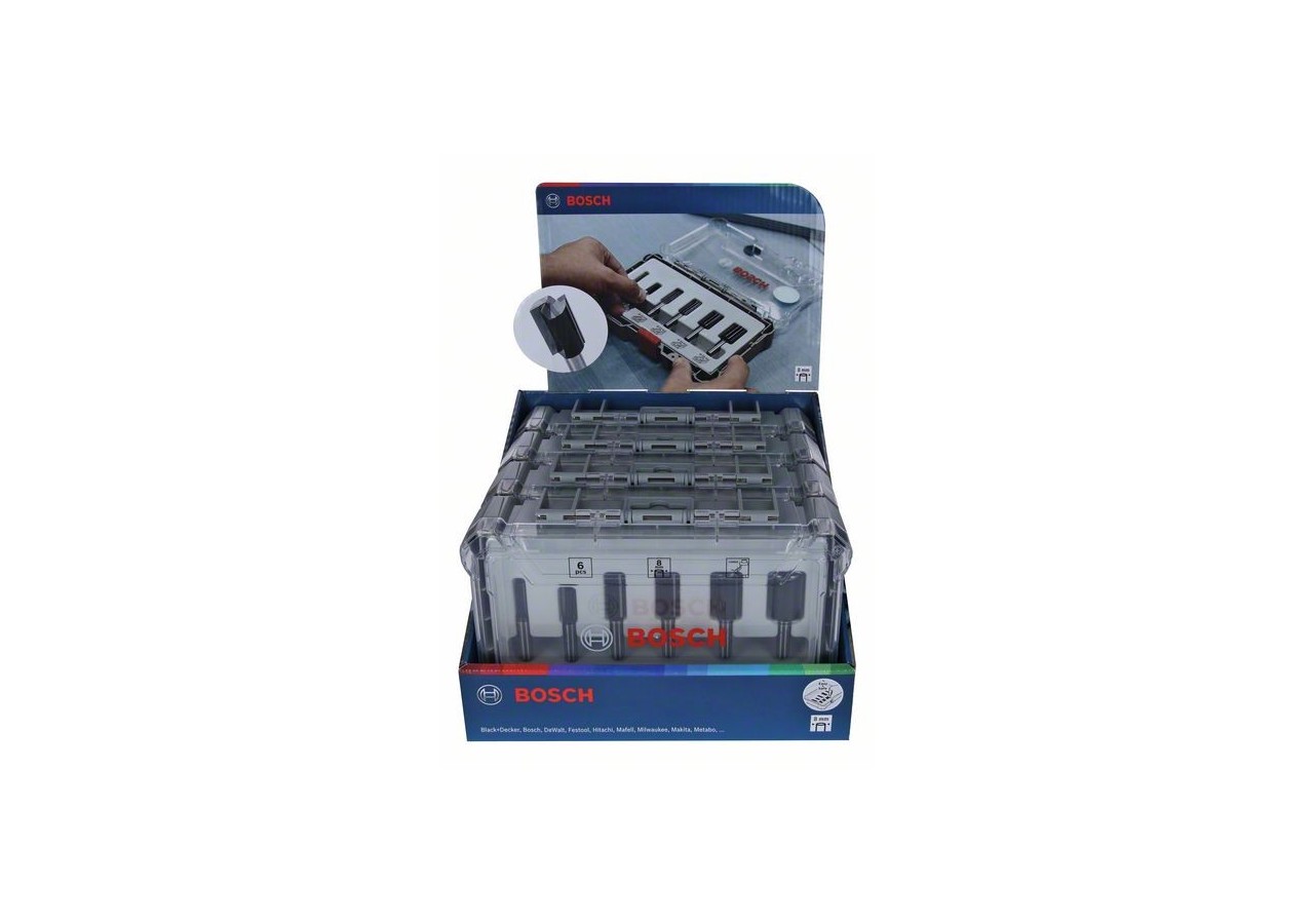 Display 4 coffrets 6 fraises droites, queue de 8mm - 2607017558 - Bosch