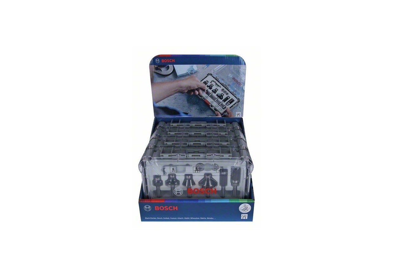 Display 4 coffrets 6 fraises mixtes, queue de 8mm - 2607017559 - Bosch