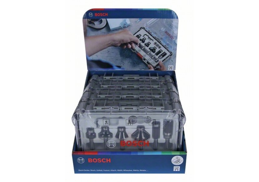 Display 4 coffrets 6 fraises mixtes, queue de 8mm - 2607017559 - Bosch