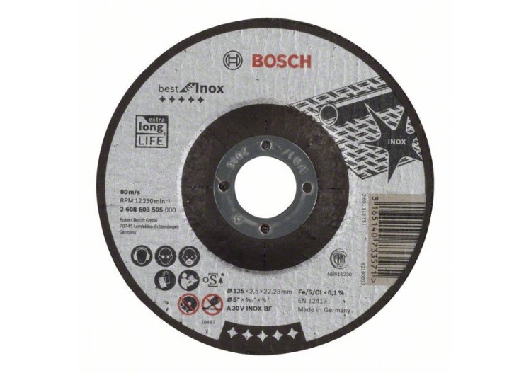 1 disque à tronçonner pour l'Inox Best for moyeu déporté 125x2,5mm - 2608603505 - Bosch