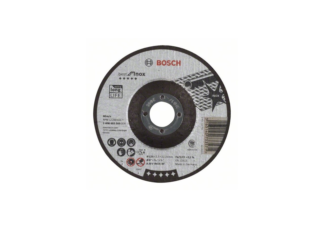 1 disque à tronçonner pour l'Inox Best for moyeu déporté 125x2,5mm - 2608603505 - Bosch