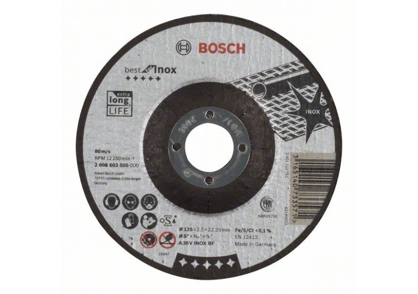 1 disque à tronçonner pour l'Inox Best for moyeu déporté 125x2,5mm - 2608603505 - Bosch