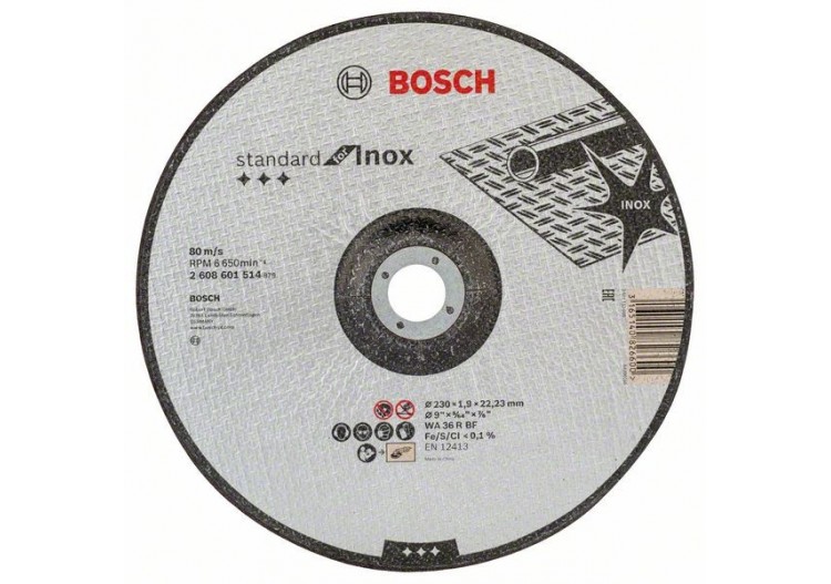 1 disque à tronçonner pour l'Inox Standard for moyeu déporté 230x1,9mm - 2608601514 - Bosch