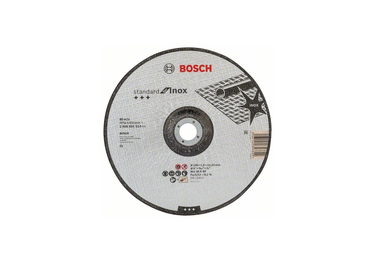 1 disque à tronçonner pour l'Inox Standard for moyeu déporté 230x1,9mm - 2608601514 - Bosch