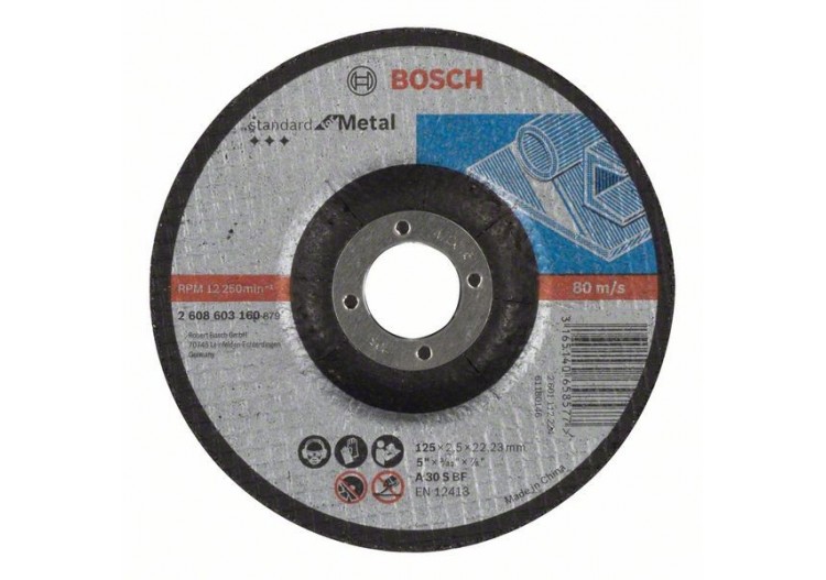 1 disque à tronçonner pour le Métal Standard for moyeu déporté 125x2,5mm - 2608603160 - Bosch
