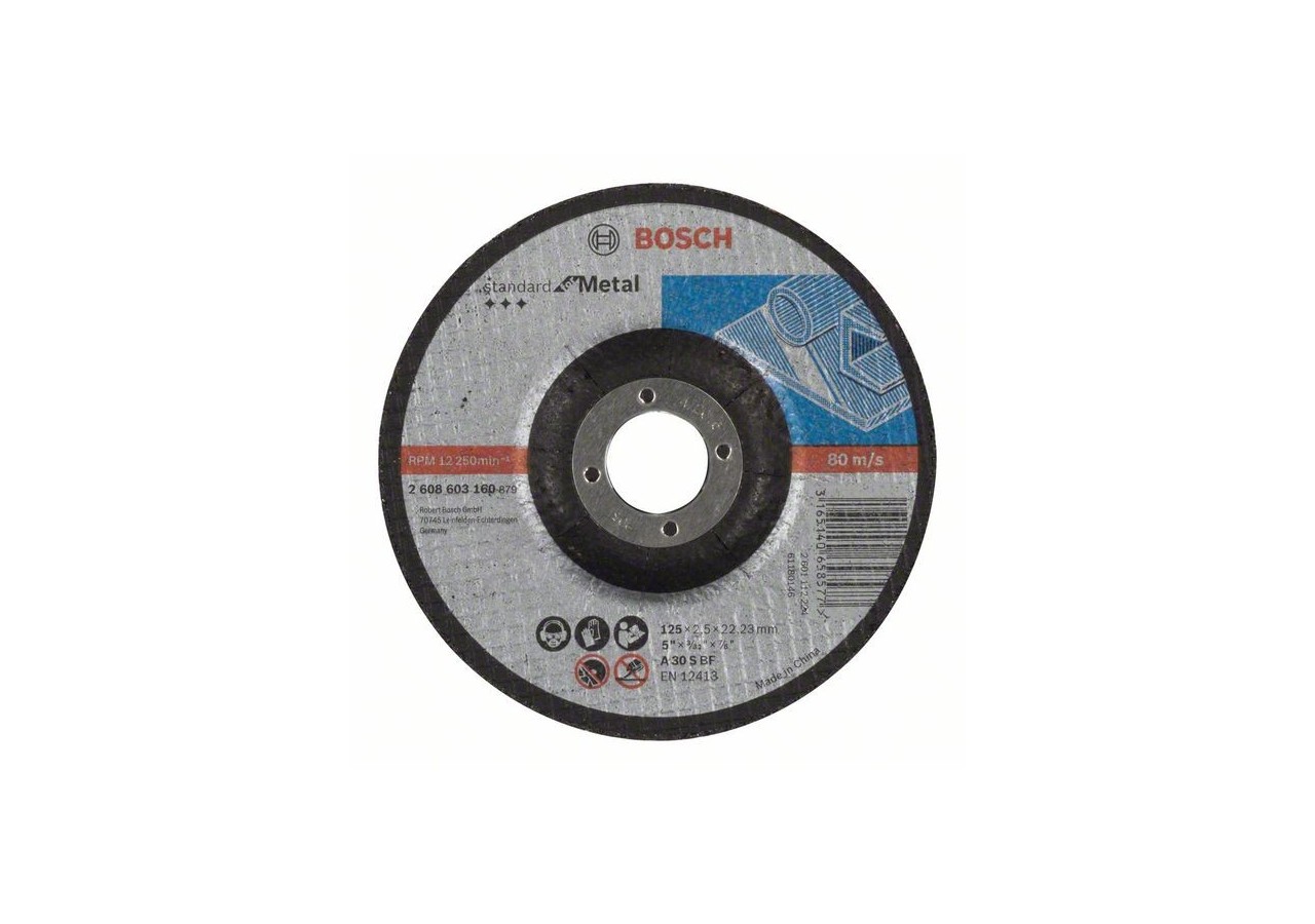 1 disque à tronçonner pour le Métal Standard for moyeu déporté 125x2,5mm - 2608603160 - Bosch