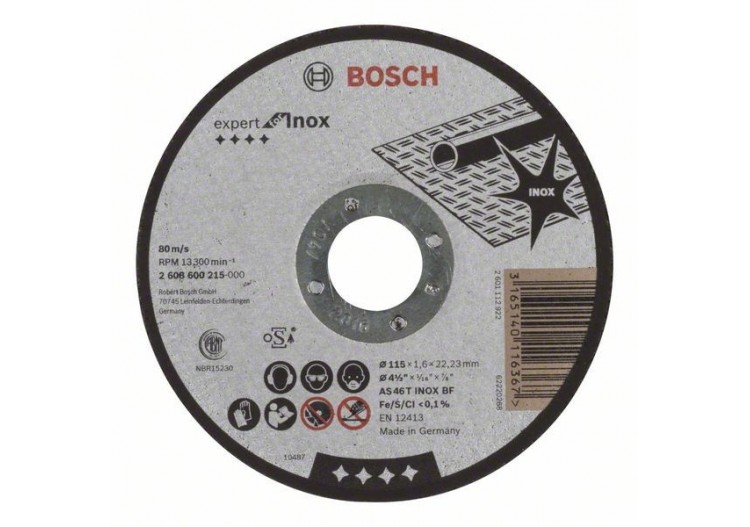 DISQUE 115 x 1,6 INOX PLAT - 2608600215 - Bosch