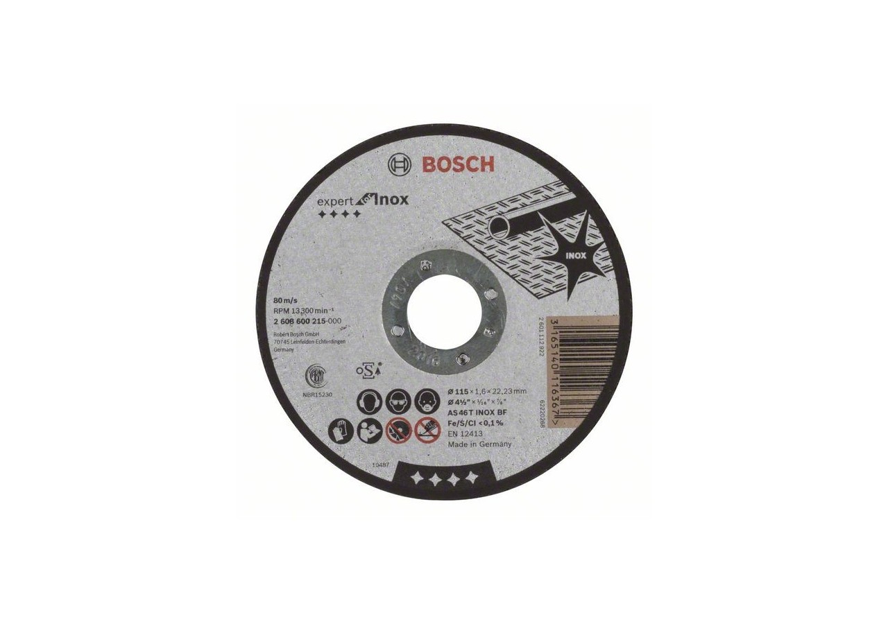 DISQUE 115 x 1,6 INOX PLAT - 2608600215 - Bosch