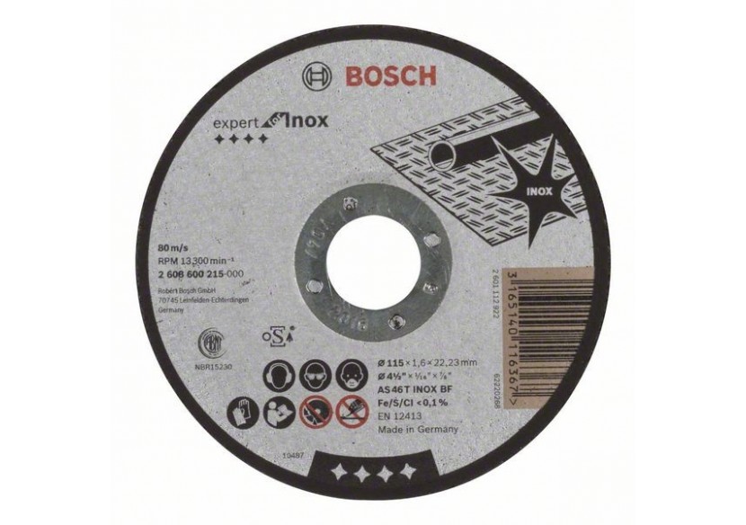DISQUE 115 x 1,6 INOX PLAT - 2608600215 - Bosch