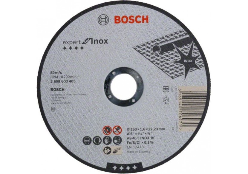 1 disque à tronçonner pour l'Inox Expert for moyeu plat 150x1,6mm - 2608603405 - Bosch 1 disque à tronçonner pour l'Inox Expert for moyeu plat 150x1,6mm - 2608603405 - Bosch