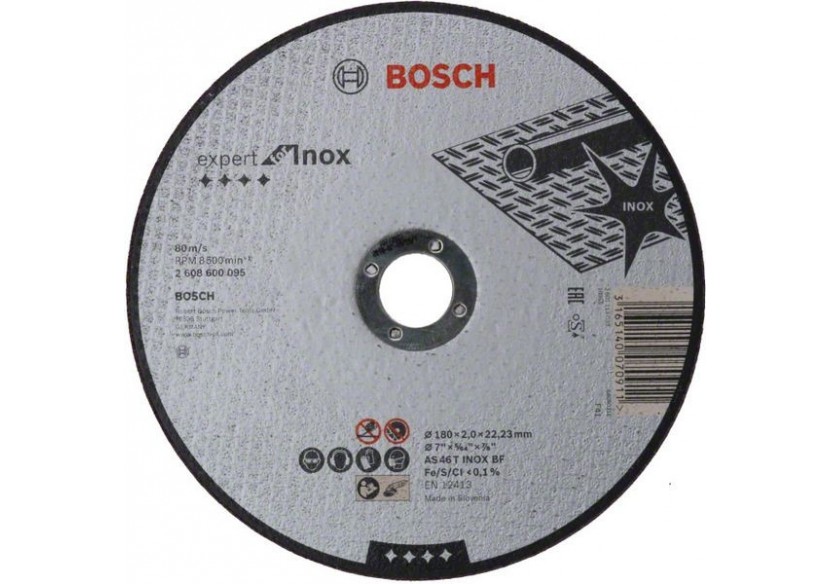 1 disque à tronçonner pour l'Inox Expert for moyeu plat 180x2mm - 2608600095 - Bosch 1 disque à tronçonner pour l'Inox Expert for moyeu plat 180x2mm - 2608600095 - Bosch