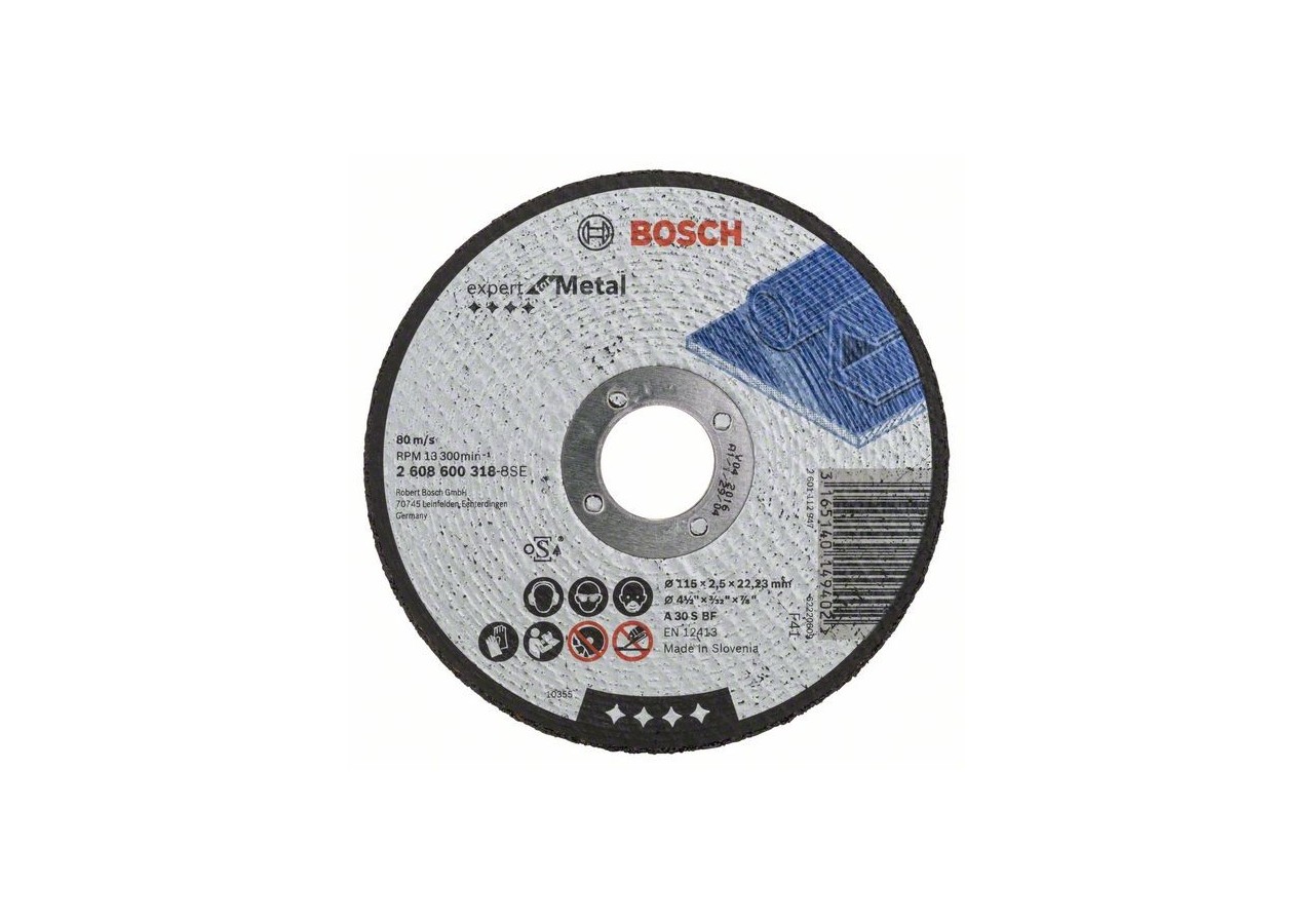 Disque à tronçonner à moyeu plat Expert for Metal A 30 S BF, 115 mm, 2,5 mm Moyeu plat - 2608600318 - Bosch