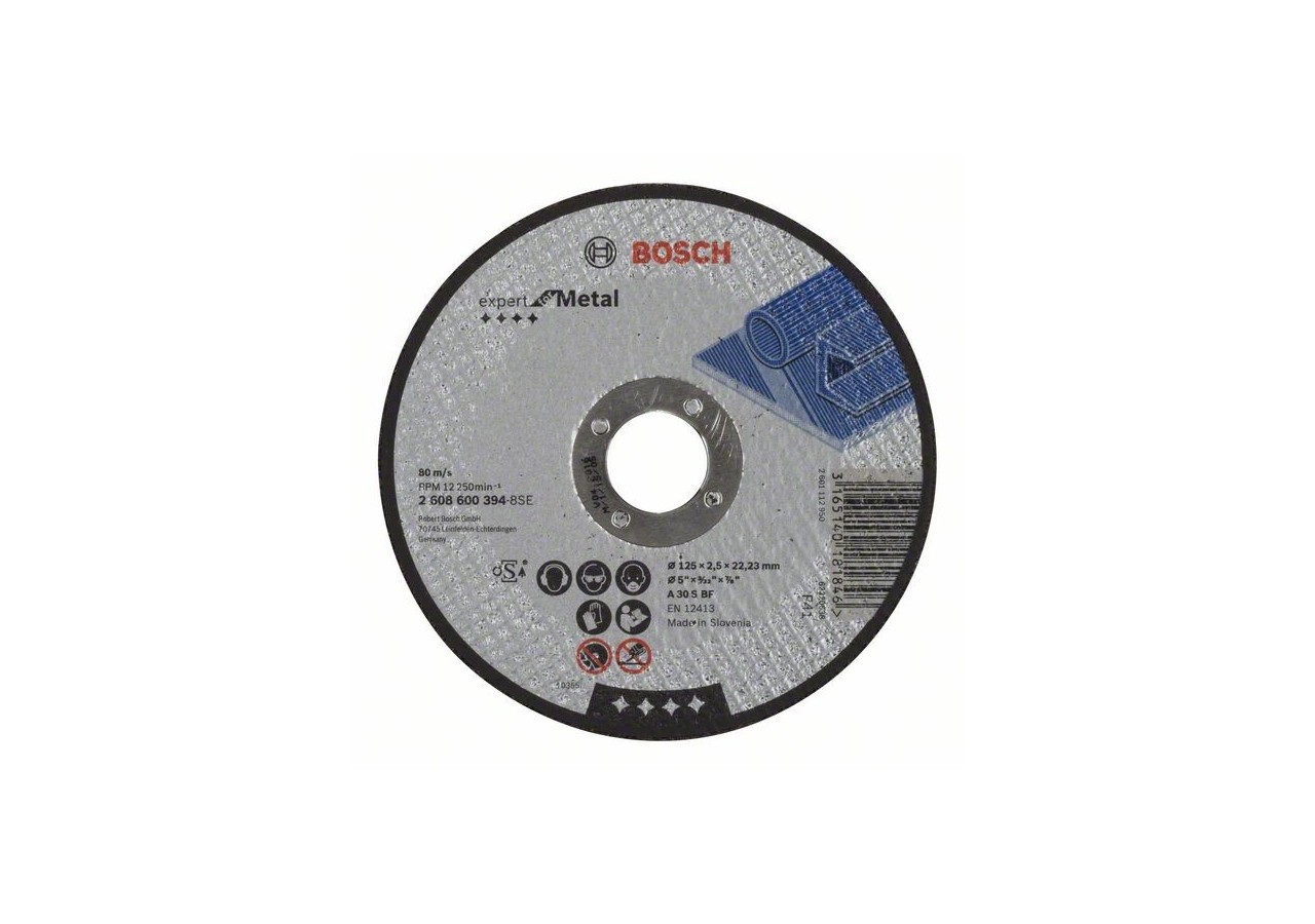 Disque à tronçonner à moyeu plat Expert for Metal A 30 S BF, 125 mm, 2,5 mm Moyeu plat - 2608600394 - Bosch