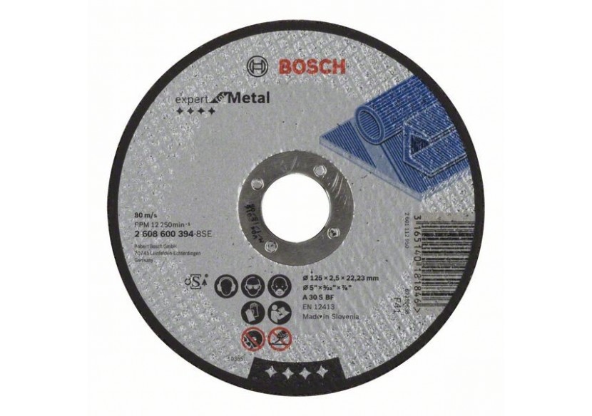 Disque à tronçonner à moyeu plat Expert for Metal A 30 S BF, 125 mm, 2,5 mm Moyeu plat - 2608600394 - Bosch Disque à tronçonner à moyeu plat Expert for Metal A 30 S BF, 125 mm, 2,5 mm Moyeu plat - 2608600394 - Bosch