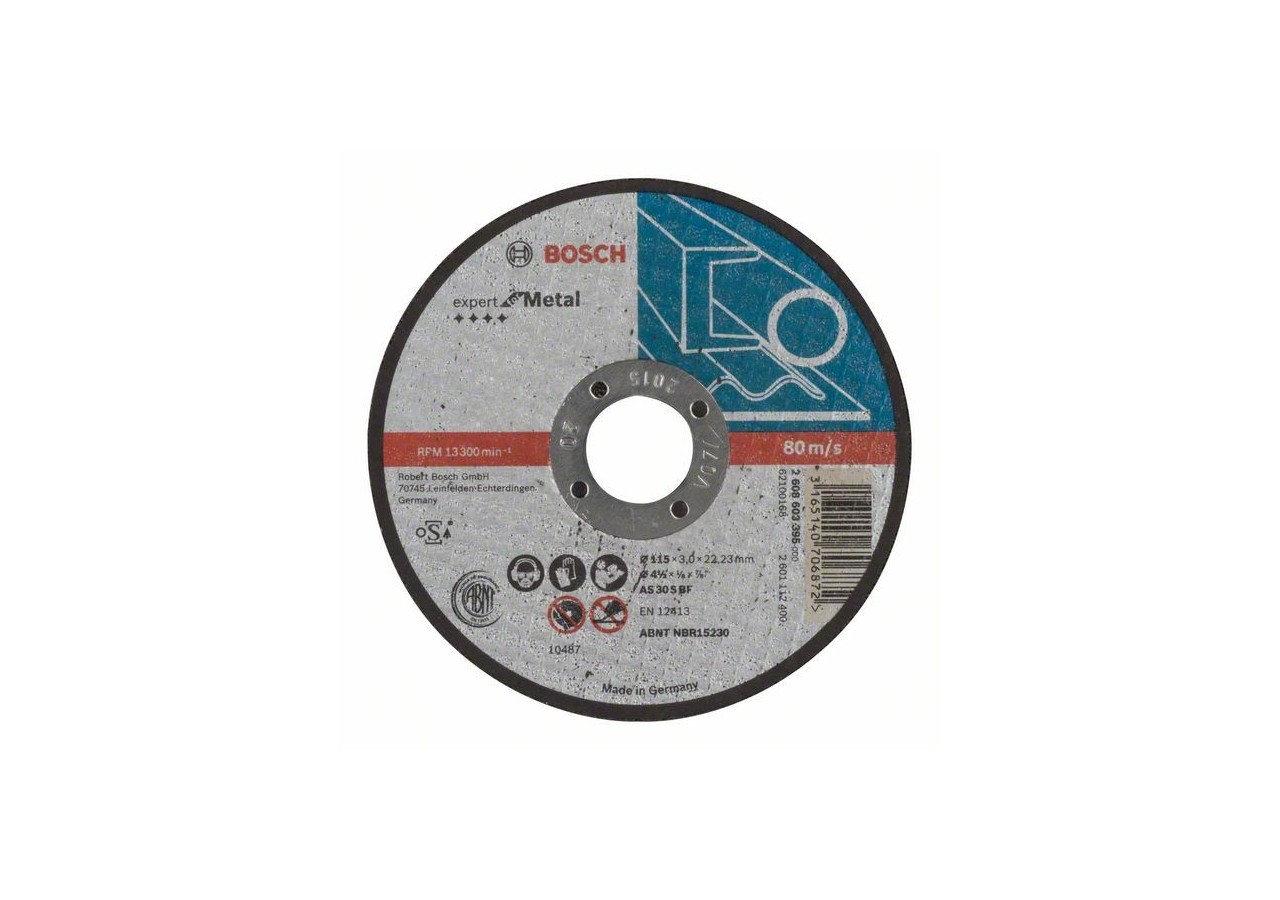 Disque à tronçonner à moyeu plat Expert for Metal AS 30 S BF, 115 mm, 3,0 mm Moyeu plat - 2608603395 - Bosch