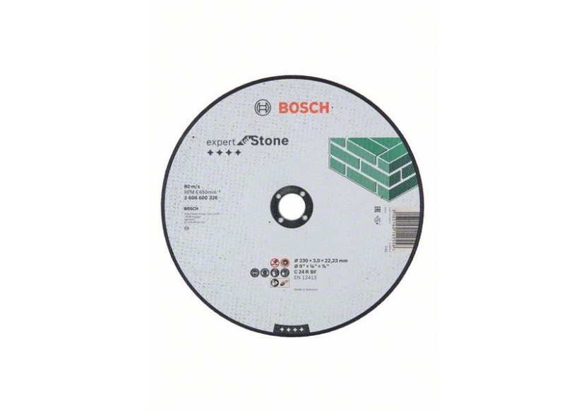 Disque à tronçonner à moyeu plat Expert for Stone C 24 R BF, 230 mm, 3,0 mm Moyeu plat - 2608600326 - Bosch
