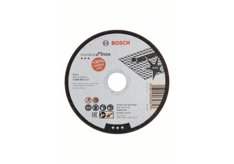 1 disque à tronçonner pour l'Inox Standard for moyeu plat 125x1,6mm - 2608603172 - Bosch