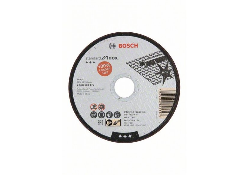 1 disque à tronçonner pour l'Inox Standard for moyeu plat 125x1,6mm - 2608603172 - Bosch