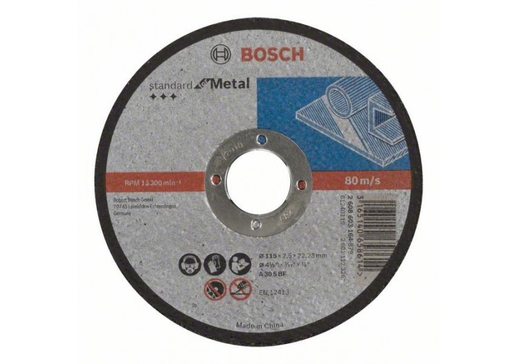 1 disque à tronçonner pour le Métal Standard for moyeu plat 115x2,5mm - 2608603164 - Bosch
