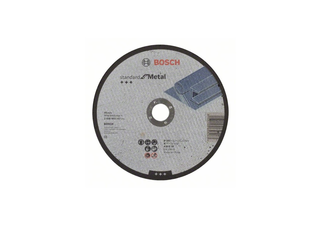 1 disque à tronçonner pour le Métal Standard for moyeu plat 180x3mm - 2608603167 - Bosch
