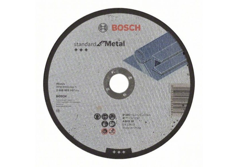 1 disque à tronçonner pour le Métal Standard for moyeu plat 180x3mm - 2608603167 - Bosch
