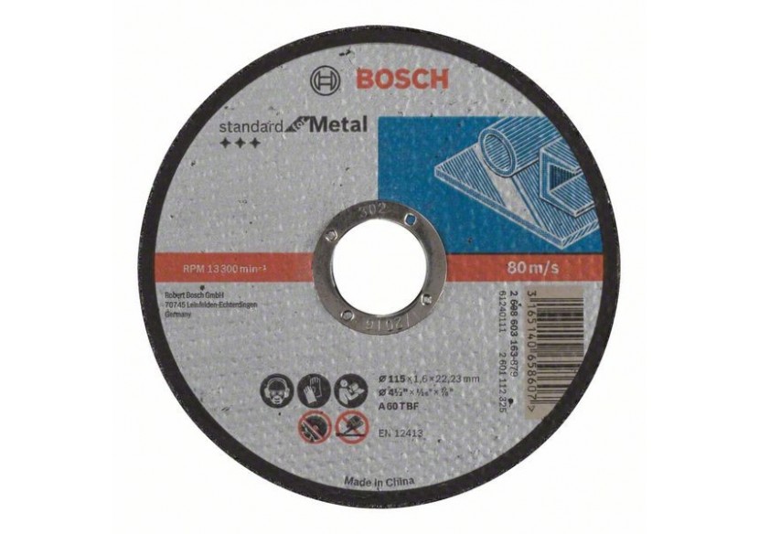 1 disque à tronçonner pour le Métal Standard for moyeu plat 115x1,6mm - 2608603163 - Bosch