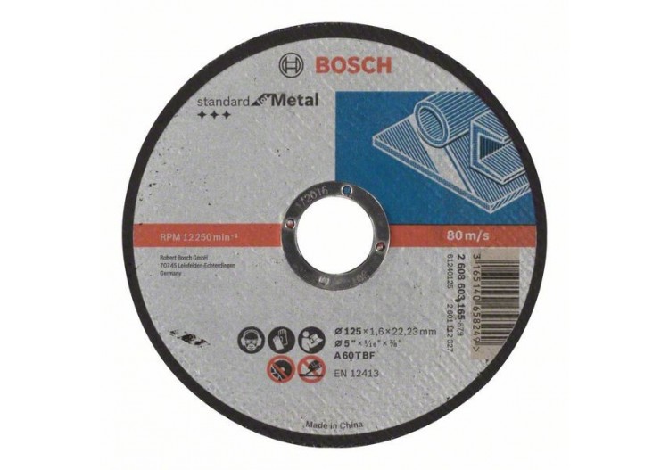 1 disque à tronçonner pour le Métal Standard for moyeu plat 125x1,6mm - 2608603165 - Bosch