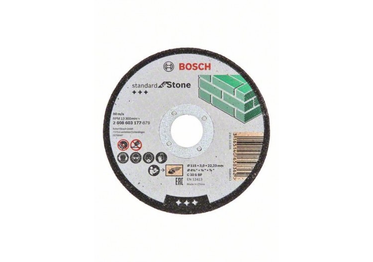 1 disque à tronçonner pour la Pierre Standard for moyeu plat 115x3mm - 2608603177 - Bosch