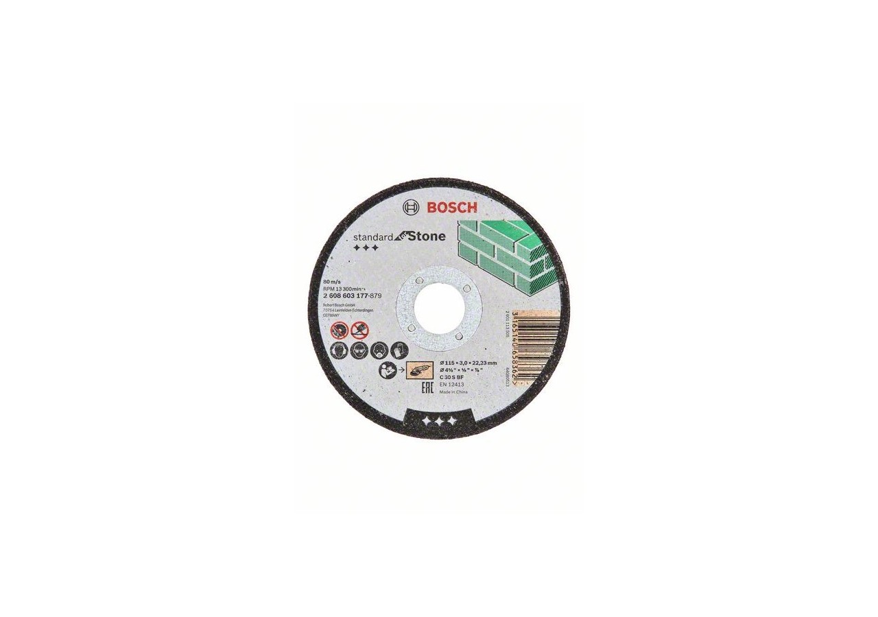 1 disque à tronçonner pour la Pierre Standard for moyeu plat 115x3mm - 2608603177 - Bosch