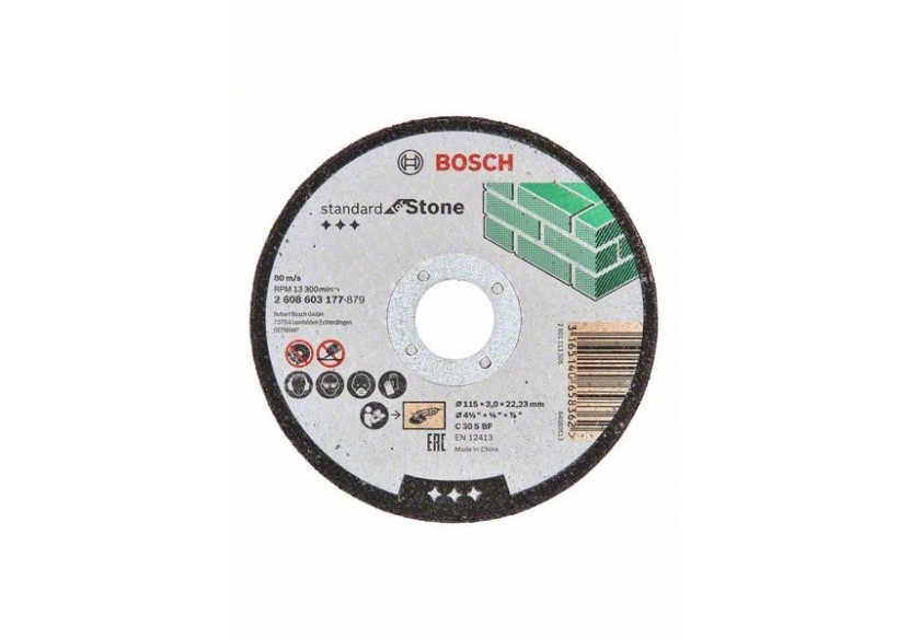 1 disque à tronçonner pour la Pierre Standard for moyeu plat 115x3mm - 2608603177 - Bosch 1 disque à tronçonner pour la Pierre Standard for moyeu plat 115x3mm - 2608603177 - Bosch