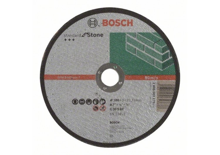 1 disque à tronçonner pour la Pierre Standard for moyeu plat 180x3mm - 2608603179 - Bosch