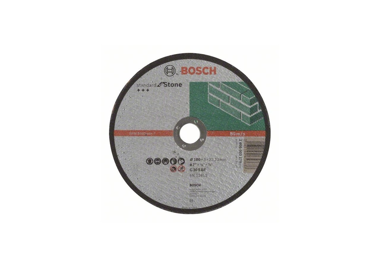 1 disque à tronçonner pour la Pierre Standard for moyeu plat 180x3mm - 2608603179 - Bosch